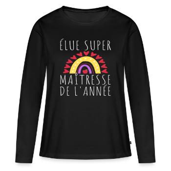 Super maitresse humour maîtresse cadeau - T-shirt manches longues Premium bio Femme - noir - Devant - Julia (174cm)