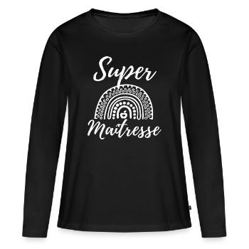 Super maitresse cadeau maîtresse d' école. - T-shirt manches longues Premium bio Femme - noir - Devant - Julia (174cm)