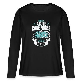 Cadeau de soins intensifs - T-shirt manches longues Premium bio Femme - noir - Devant - Julia (174cm)