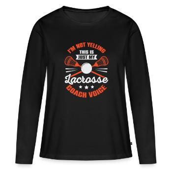 Funny Lacrosse Trainer Gift - Women's Premium Organic Long Sleeve Shirt - black - Front - Julia (174cm)