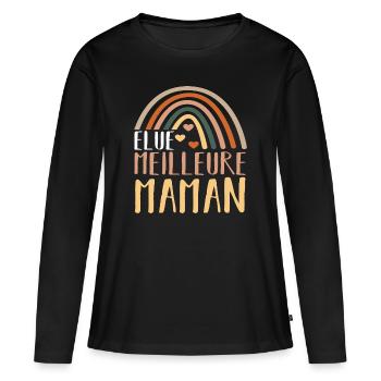 Élue meilleure maman cadeau maman fête des mères - T-shirt manches longues Premium bio Femme - noir - Devant - Julia (174cm)
