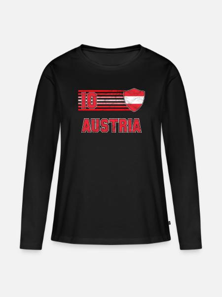 Österreich Fußball Mannschaft - Frauen Premium Bio Langarmshirt - Schwarz