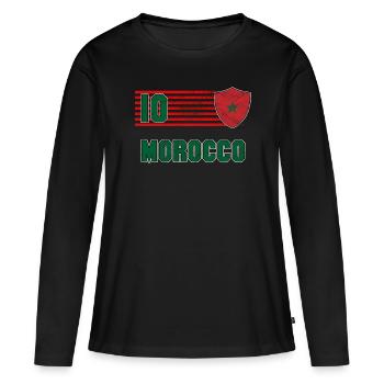 Équipe du Maroc de football - T-shirt manches longues Premium bio Femme - noir - Devant - Julia (174cm)