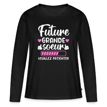 Future grande soeur humour grande soeur cadeau - T-shirt manches longues Premium bio Femme - noir - Devant - Julia (174cm)