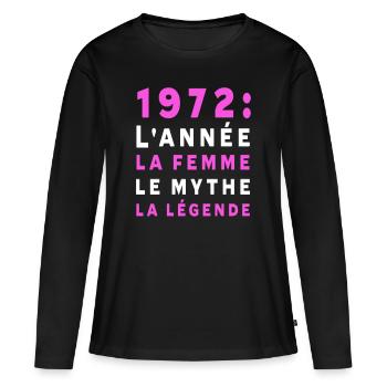 1972 le mythe la légende humour femme cadeau - T-shirt manches longues Premium bio Femme - noir - Devant - Julia (174cm)