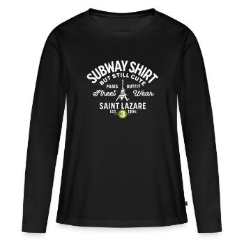 Suway shirt Parisstation St Lazare - T-shirt manches longues Premium bio Femme - noir - Devant - Julia (174cm)