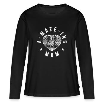 Une maman labyrinthe - T-shirt manches longues Premium bio Femme - noir - Devant - Julia (174cm)