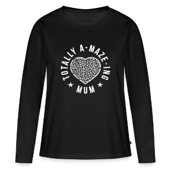 Maman totalement labyrinthique - T-shirt manches longues Premium bio Femme - noir - Devant - Julia (174cm)