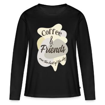 Café et amis - T-shirt manches longues Premium bio Femme - noir - Devant - Julia (174cm)