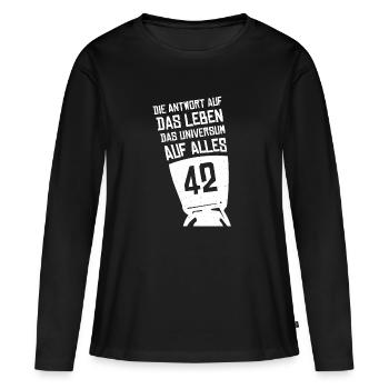 Answer 42 - Women's Premium Organic Long Sleeve Shirt - black - Front - Julia (174cm)