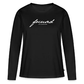 Motivation par la concentration et la concentration - T-shirt manches longues Premium bio Femme - noir - Devant - Julia (174cm)