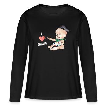 J'aime ma maman peintre bébé - T-shirt manches longues Premium bio Femme - noir - Devant - Julia (174cm)