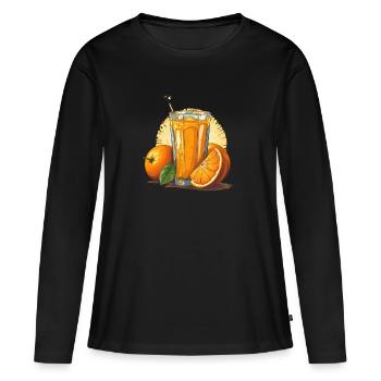 Jus d’orange fruité - Journée nationale du jus d’orange - T-shirt manches longues Premium bio Femme - noir - Devant - Julia (174cm)