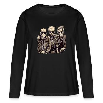 Cool Bestager Anarchistes Punks avec des lunettes de soleil - T-shirt manches longues Premium bio Femme - noir - Devant - Julia (174cm)