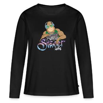 Gorilla Hiphop - Frauen Premium Bio Langarmshirt - Schwarz - Vorne - Julia (174cm)