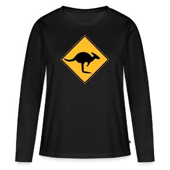 Caution kangaroo - Women's Premium Organic Long Sleeve Shirt - black - Front - Julia (174cm)