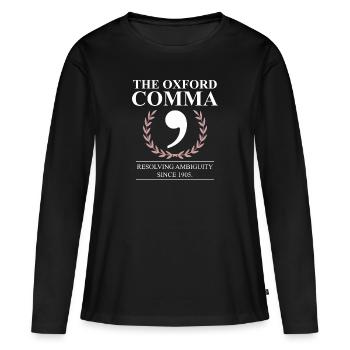La police de grammaire de professeur d'anglais d'Oxford Comma - T-shirt manches longues Premium bio Femme - noir - Devant - Julia (174cm)