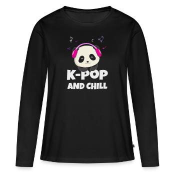 K-POP und chillen. Schwarz # 1 - Frauen Premium Bio Langarmshirt - Schwarz - Vorne - Julia (174cm)