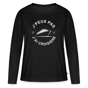 je peux pas j'ai croisière - T-shirt manches longues Premium bio Femme - noir - Devant - Julia (174cm)