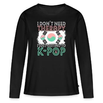 K-Pop - Frauen Premium Bio Langarmshirt - Schwarz - Vorne - Julia (174cm)
