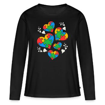 Autismus-Bewusstsein - Frauen Premium Bio Langarmshirt - Schwarz - Vorne - Julia (174cm)