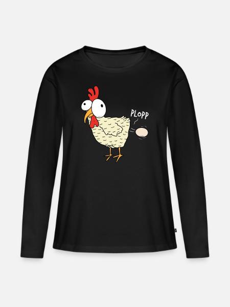 Drôle d’agriculteur de poulet - T-shirt manches longues Premium bio Femme - noir