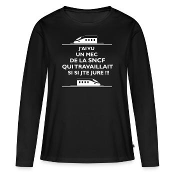 J'ai Vu Un Mec De La SNCF Qui Travaillai Si Si Je - T-shirt manches longues Premium bio Femme - noir - Devant - Julia (174cm)