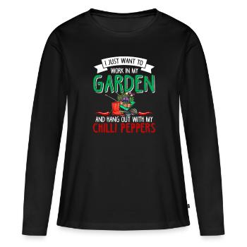 Légumes de jardinage Vegan Pepperoni Pepperoni - T-shirt manches longues Premium bio Femme - noir - Devant - Julia (174cm)