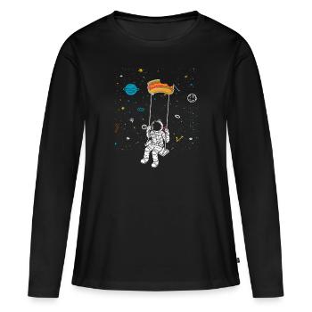 Astronaute Hot Dog Love Astronomie Hot Dog - T-shirt manches longues Premium bio Femme - noir - Devant - Julia (174cm)