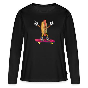 Hot Dog Skateboarder Skateboard skateboard skateboard - T-shirt manches longues Premium bio Femme - noir - Devant - Julia (174cm)