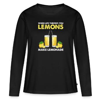 Limonade Limonade Limonade Limonade Stand Design - T-shirt manches longues Premium bio Femme - noir - Devant - Julia (174cm)