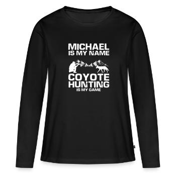 Conception de coyote pour les réacteurs de coyote - T-shirt manches longues Premium bio Femme - noir - Devant - Julia (174cm)