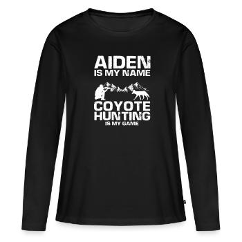 Conception de coyote pour les réacteurs de coyote - T-shirt manches longues Premium bio Femme - noir - Devant - Julia (174cm)