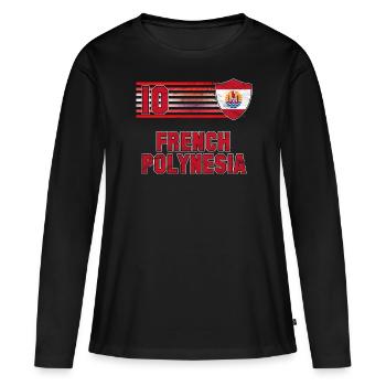 Français Équipe de Polynésie de football - T-shirt manches longues Premium bio Femme - noir - Devant - Julia (174cm)