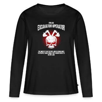 operator and heavy machinery operator - Women's Premium Organic Long Sleeve Shirt - black - Front - Julia (174cm)