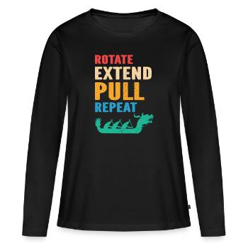 Drachenboot und Drachenboot Crew - Frauen Premium Bio Langarmshirt - Schwarz - Vorne - Julia (174cm)