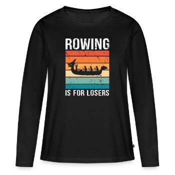 Drachenboot und Drachenboot Crew - Frauen Premium Bio Langarmshirt - Schwarz - Vorne - Julia (174cm)