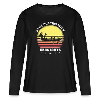 Drachenboot und Drachenboot Crew - Frauen Premium Bio Langarmshirt - Schwarz - Vorne - Julia (174cm)