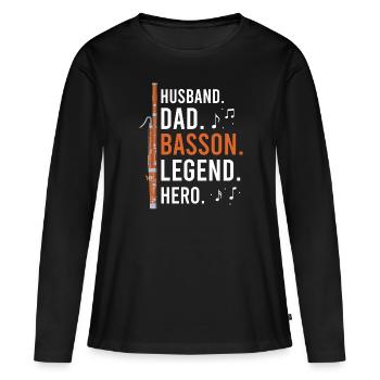 Instrument à vent en bois et instrument à vent basson - T-shirt manches longues Premium bio Femme - noir - Devant - Julia (174cm)