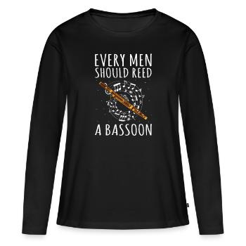 Instrument à vent en bois et instrument à vent basson - T-shirt manches longues Premium bio Femme - noir - Devant - Julia (174cm)