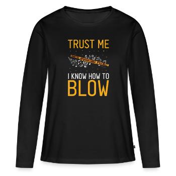 Instrument à vent en bois et instrument à vent basson - T-shirt manches longues Premium bio Femme - noir - Devant - Julia (174cm)