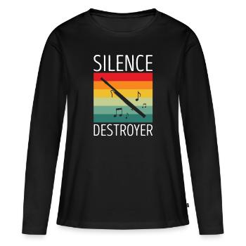 Instrument à vent en bois et instrument à vent basson - T-shirt manches longues Premium bio Femme - noir - Devant - Julia (174cm)