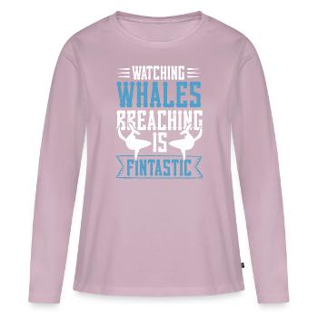 Rorqual bleu pour béluga et mammifères marins - T-shirt manches longues Premium bio Femme - rose poudré - Devant - Julia (174cm)