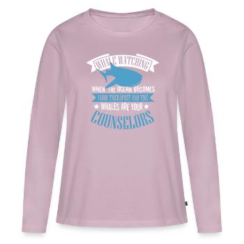 Rorqual bleu pour béluga et mammifères marins - T-shirt manches longues Premium bio Femme - rose poudré - Devant - Julia (174cm)