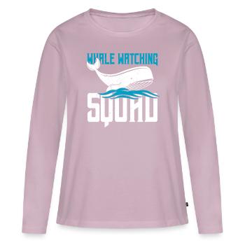 Rorqual bleu pour béluga et mammifères marins - T-shirt manches longues Premium bio Femme - rose poudré - Devant - Julia (174cm)