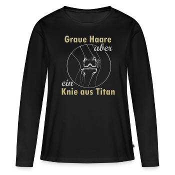 Knie aus Titan - Frauen Premium Bio Langarmshirt - Schwarz - Vorne - Julia (174cm)