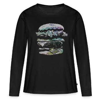 Hamburger - T-shirt manches longues Premium bio Femme - noir - Devant - Julia (174cm)