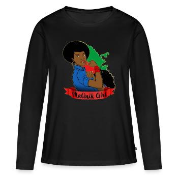 Matinik girl Ile de la Martinique - T-shirt manches longues Premium bio Femme - noir - Devant - Julia (174cm)