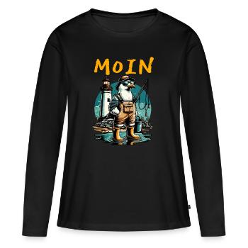 BONJOUR - T-shirt manches longues Premium bio Femme - noir - Devant - Julia (174cm)