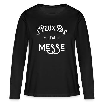 je peux pas j'ai messe idée cadeau humour chrétien - T-shirt manches longues Premium bio Femme - noir - Devant - Julia (174cm)
